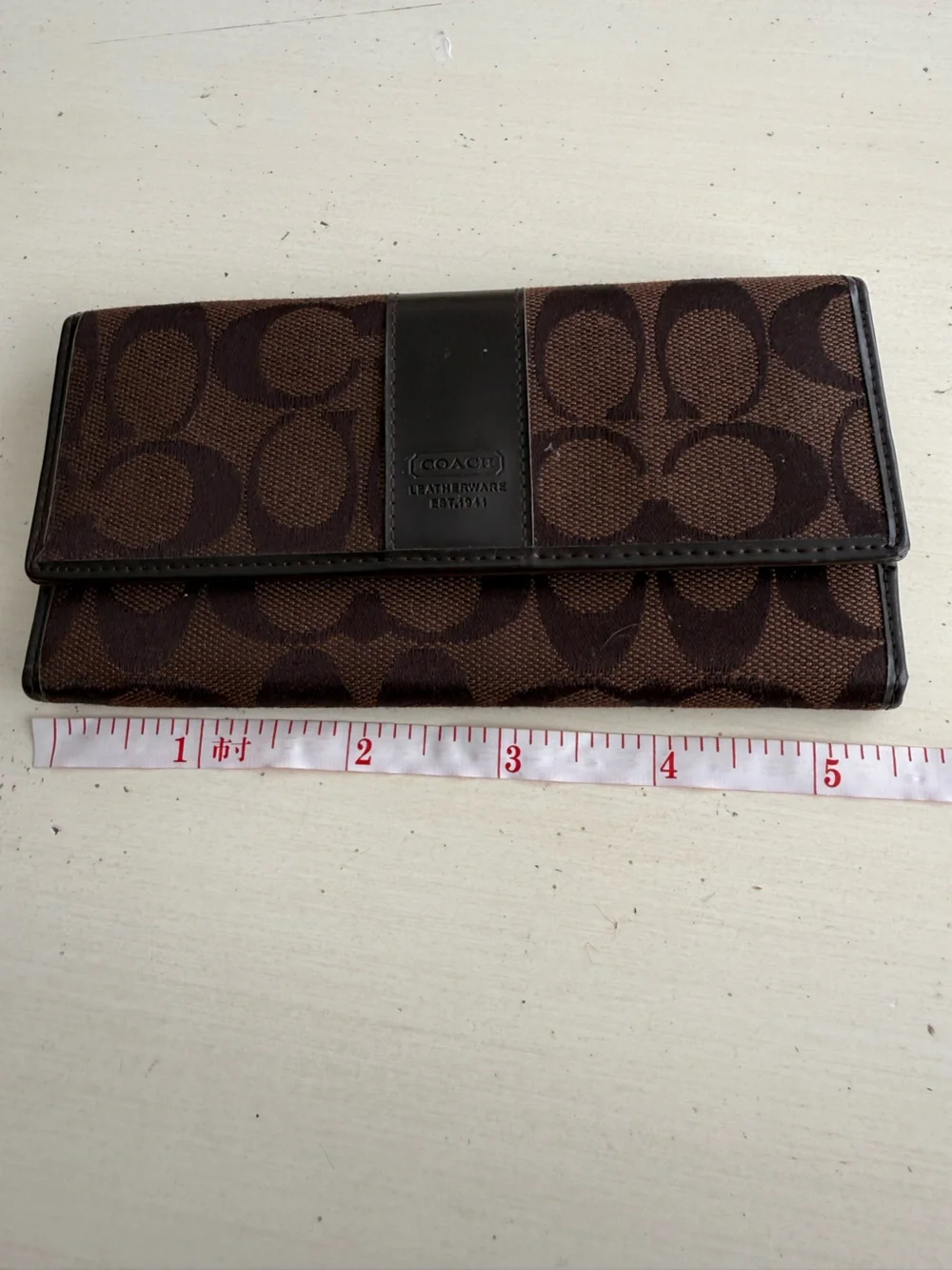 Coach Brown Signature Canvas Money Clip Wallet
